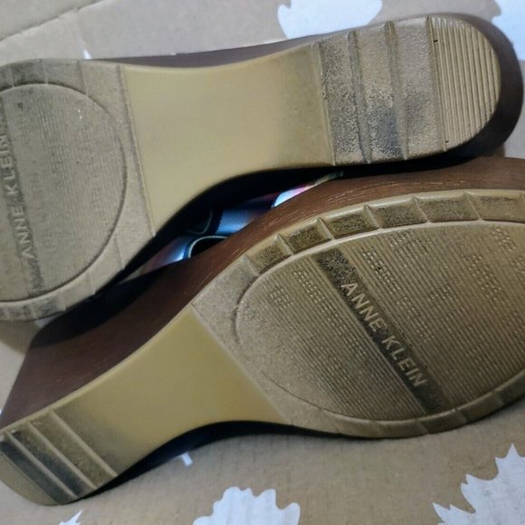 Anne Klein "Hadya" Slip On Wedge Sandal Striped Slide Heel sz 9 ~LN, Hardly Worn - Picture 7 of 10